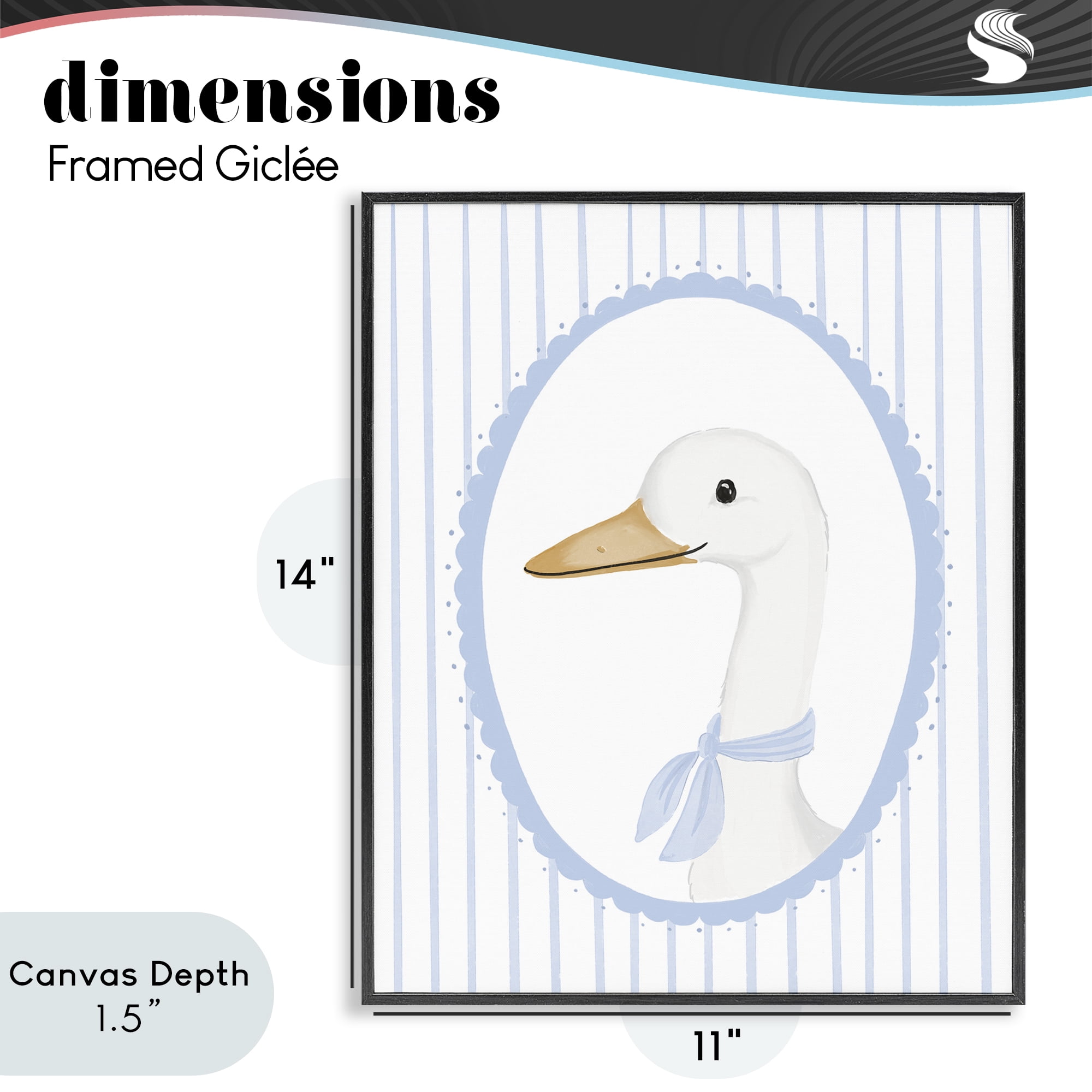 Stupell Industries Dainty Bordered Duck Black Framed Giclee Art, design by Cherrywood Lane