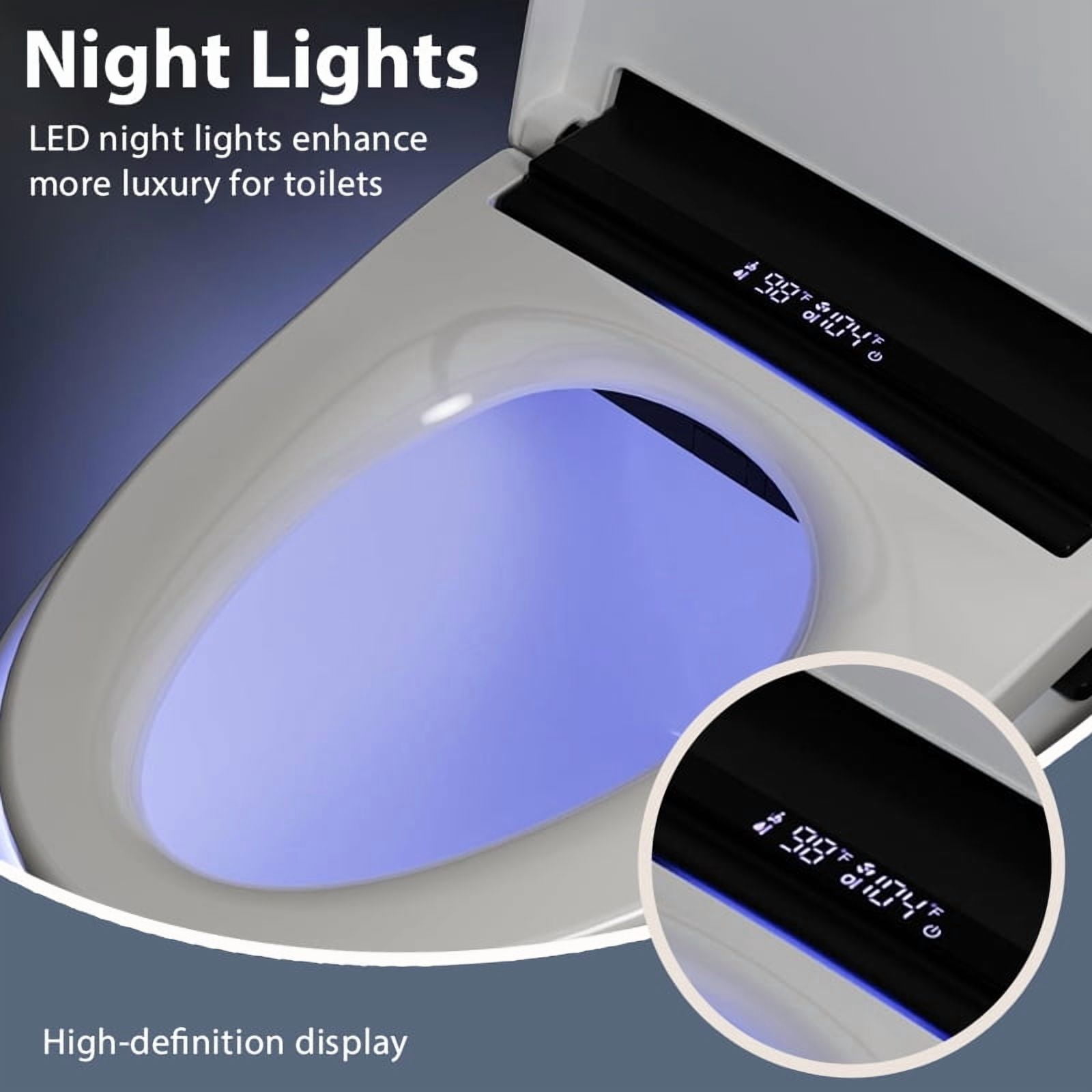 EAYSG Smart Bidet Toilet Seat - Heated Elongated Seat w/ Warm Water & Dryer, Wireless Remote, Feminine & Posterior Wash, Child Mode, Self-Clean