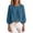 Blue, variant on Bosfbaoi 3/4 Puff Sleeve Womens Tops Solid Round Neck Loose Linen Blend Casual Blouses