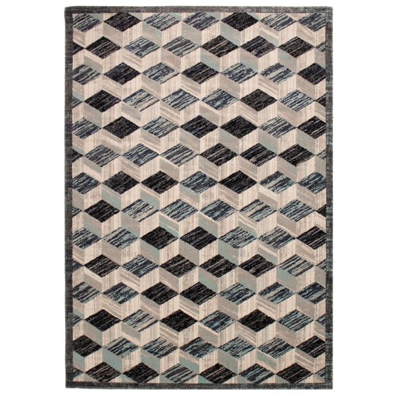 Liora Manne Fresco Cubes 7'10"x9'10" Rug With Aqua FSC80613003