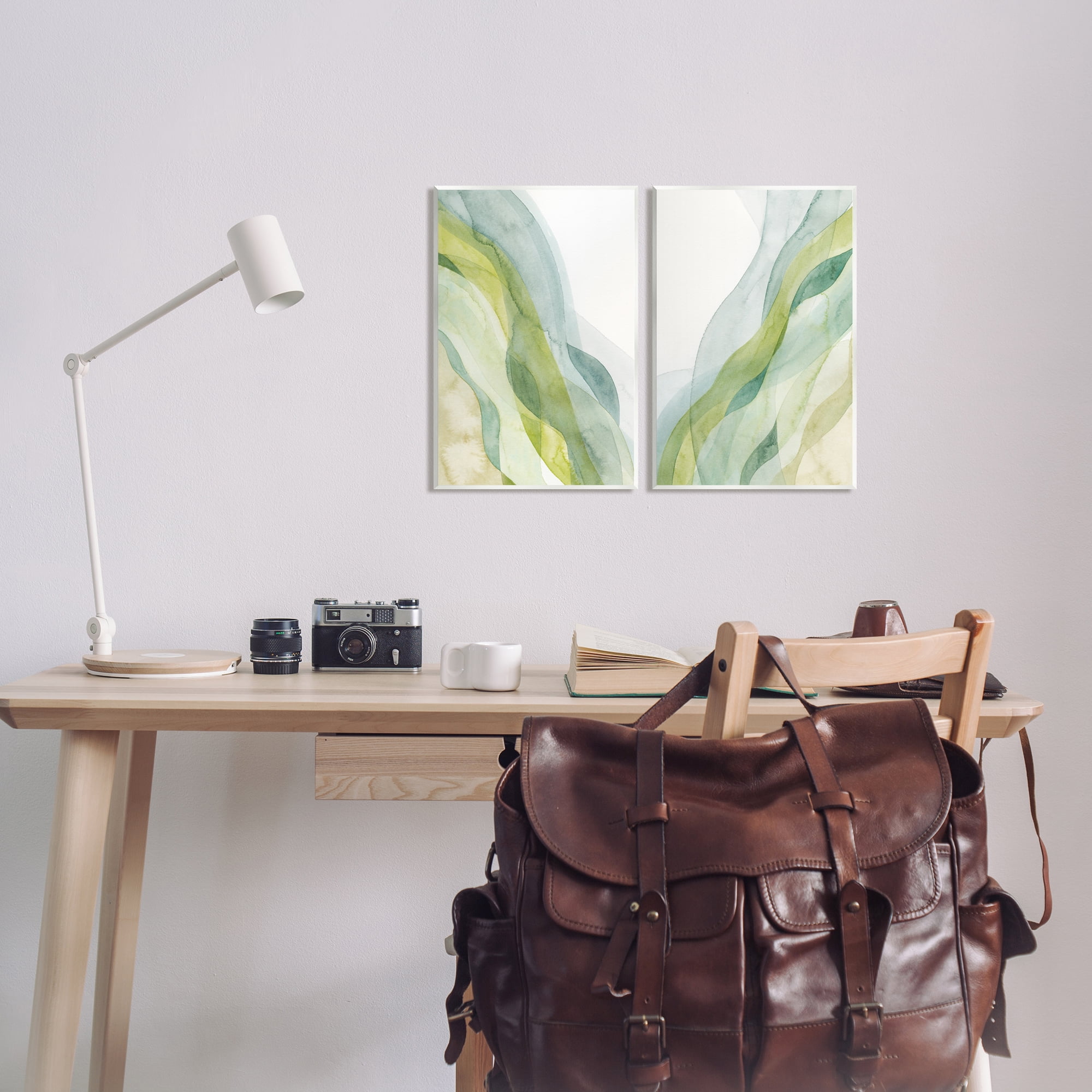 Stupell Industries Abstract Green Waves Abstract Painting Unframed Art Print Wall Art, 10 x 15, Set of 2