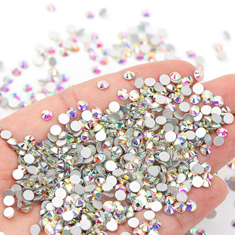 5MM ab tornasol 500pcs/bag Round Resin Non Hotfix Rhinestones Flat Back  Plastic Glue On Crystal Nail Gems Strass Glitters Flatback For Nail  Art,Clothing Dress,Crafts,Cups,Bag Decoration Beads Accessories