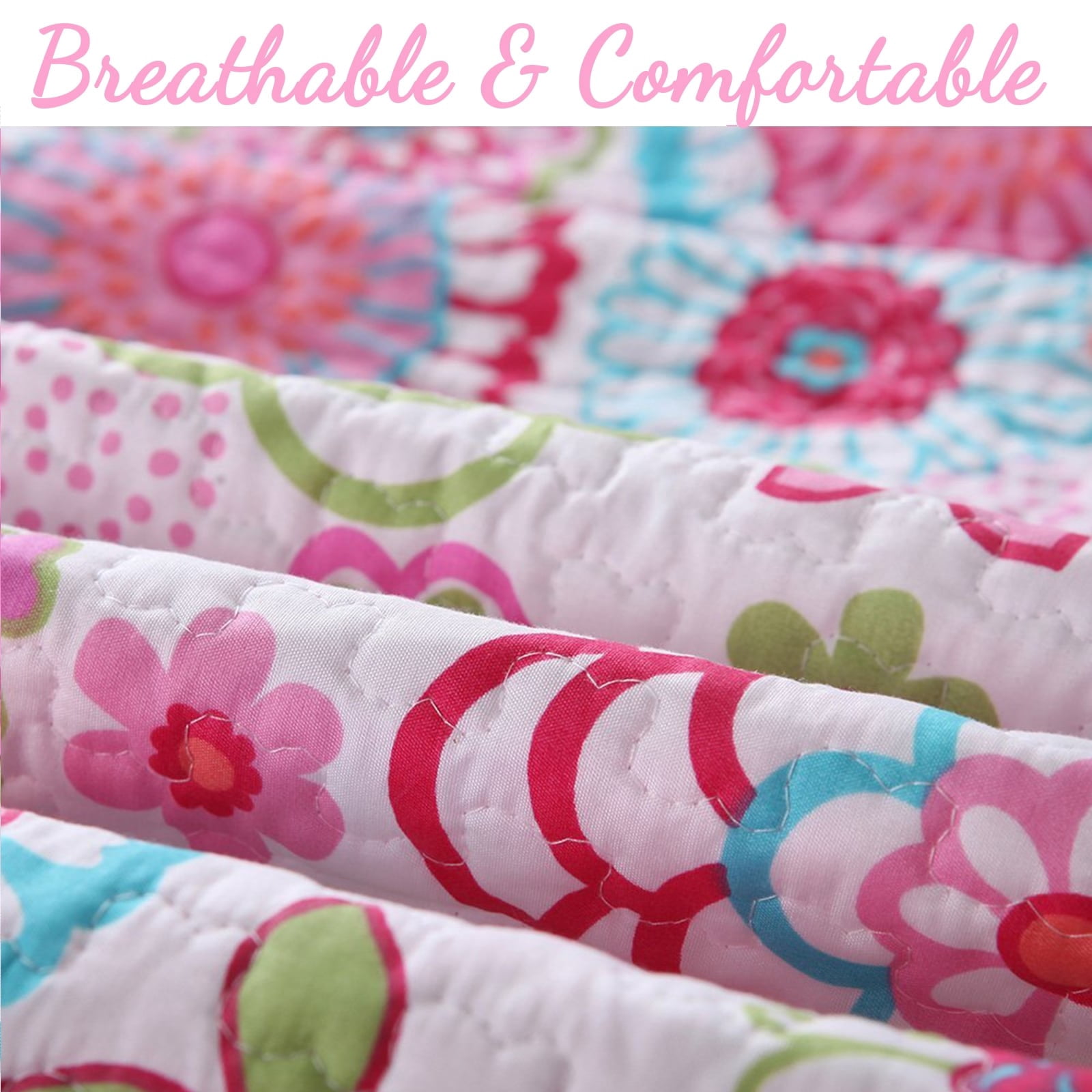 Cozy Line Home Fashions Cozy Line Mariah Colorful Floral Pink Quilt Bedding Set Twin - 2 Piece