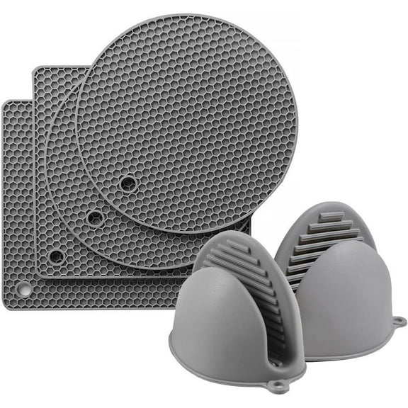 6PCS Silicone Kitchen Set: Heat-Resistant Pot Holders Non-Slip Mini Oven Mitts Dish Tripods BPA-Free Easy Clean Silicone Trivet and Pot Holder Set Mini Oven Mitts Multipurpose Use Ideal for Christmas