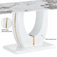 thumbnail image 5 of Sumdeal 71 in. White Glass Tabletop Marble Pattern Dining Set with 6 Dark Gray PU Chairs, 7 Piece, 5 of 8
