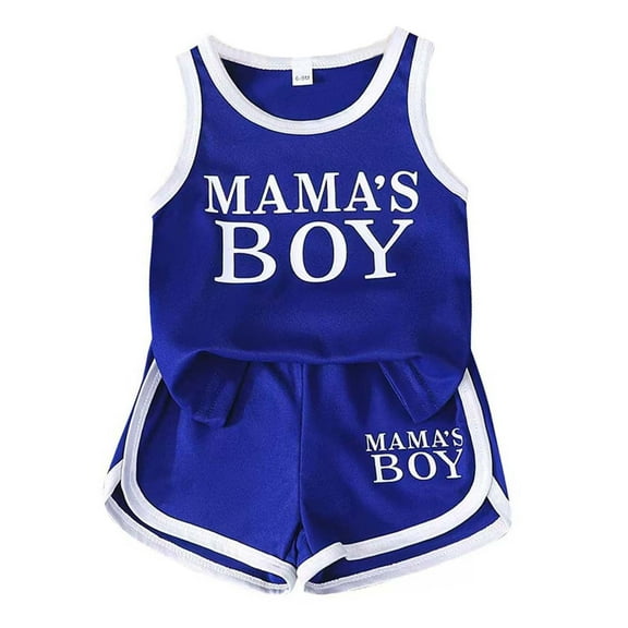 WOYY Boy Quick Dry Tracksuit Letter Print Sports Tank Top Shorts Set, Sizes 9-12M