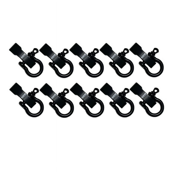10 Sets Metal Bow Shackle,Alloy Umbrella Rope Buckle, Adjustable D Buckle Umbrella Rope Bracelet Buckle Black