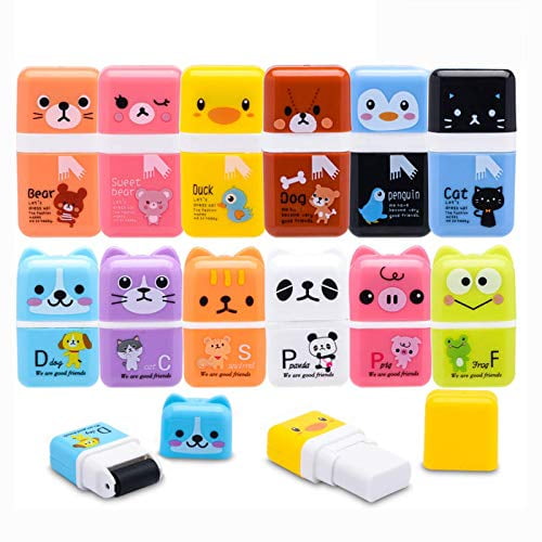 Sooez 12 Pack Pencil Erasers, Cute Erases Pencil Eraser with Clean up Roller Pencil Eraser