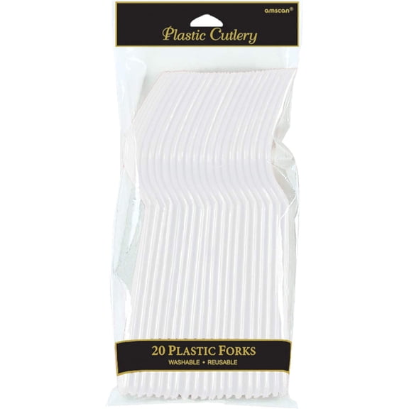 Amscan 4549.08 Frosty White Plastic Forks, 20ct