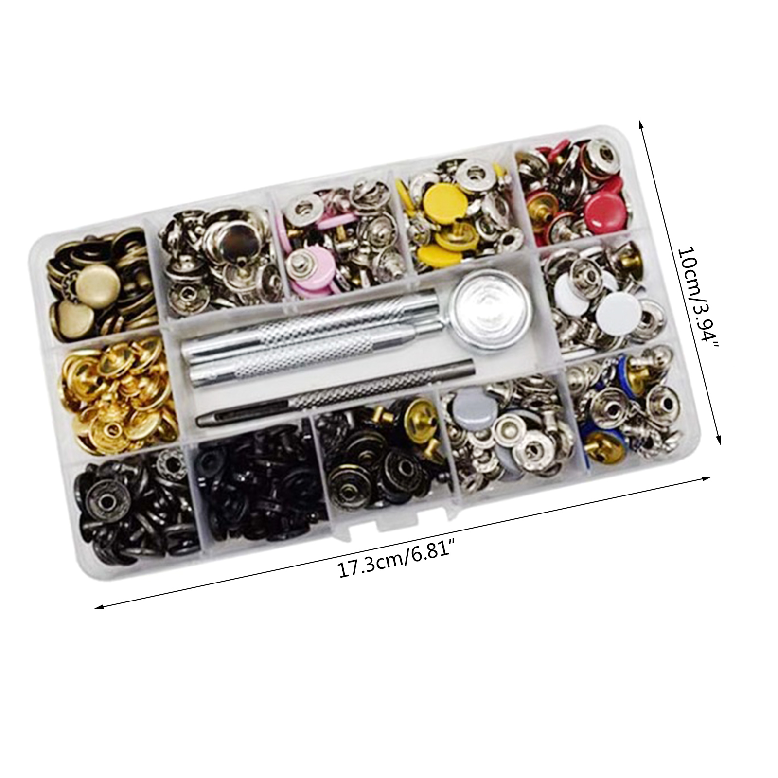 Geemin 120 Sets Round Snap Fastener Kit No Need Sew Removable Clothing Snap Buttons