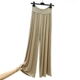 thumbnail image 3 of cocolona Womens Summer Casual Plus Size Pleated Pants Elastic Waist Drawstring Wide Leg Vacation Lounge Trousers, 3 of 4