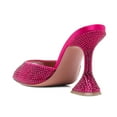 thumbnail image 4 of XYD Women Trendy Sparkle Rhinestone Studs Mules Pointy Open Toe Flared High Heel Slip On Sandals Wedding Shoes Size 9.5 Fuchsia, 4 of 4