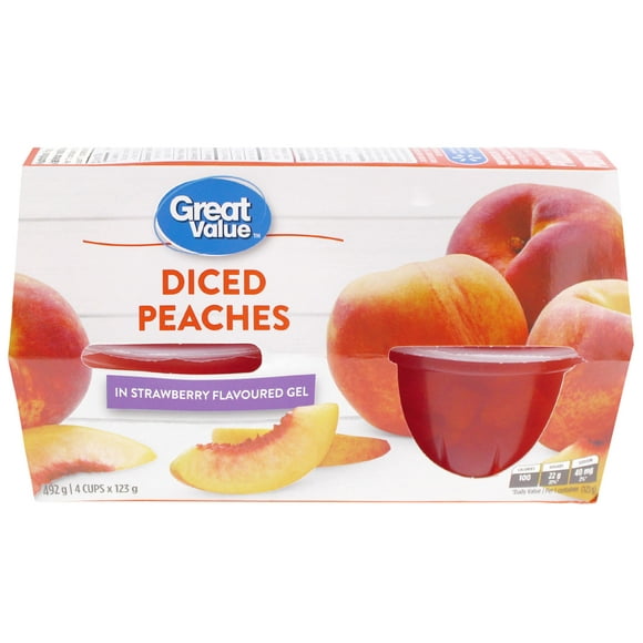 Great Value Diced Peaches in Gel, 4 x 123 g