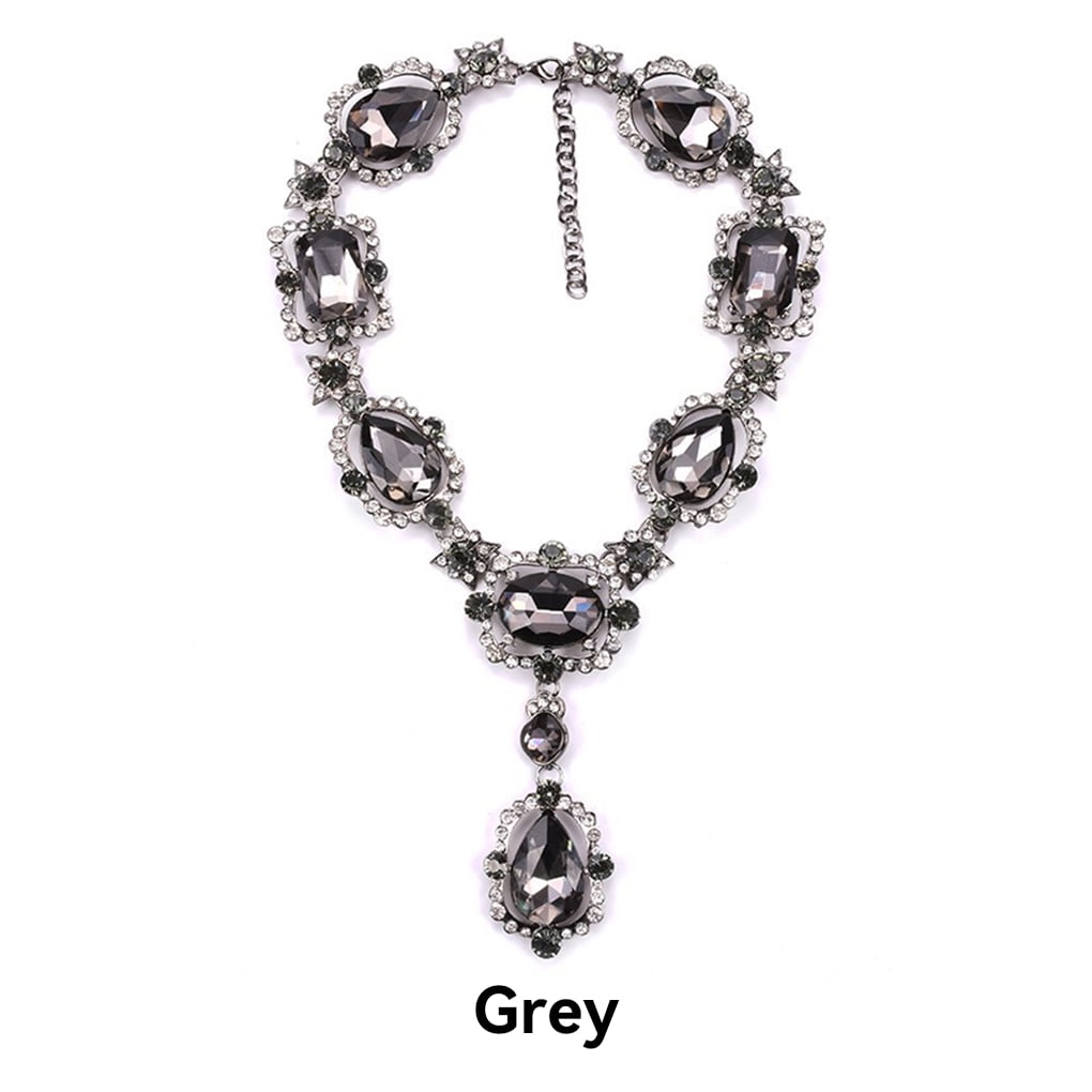 Black crystal statement necklace best sale