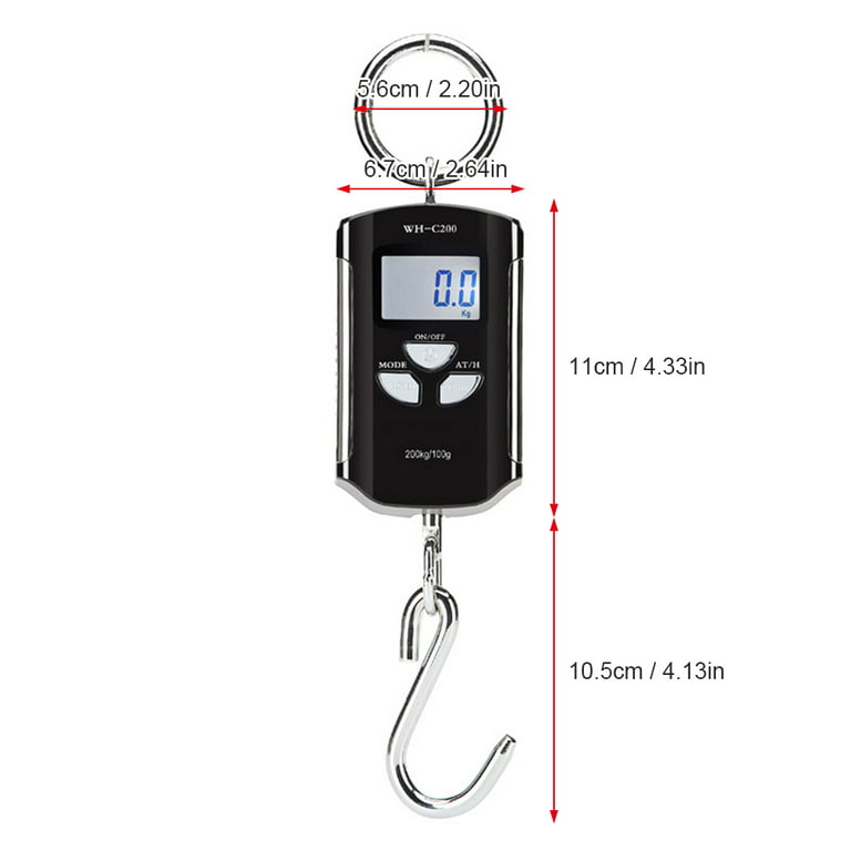 Digital Hanging Scale 200kg/ 440lb Portable Crane Scale LCD Backlight Steel  Hook Scales for Farm Fishing Food Market Outdoor Work