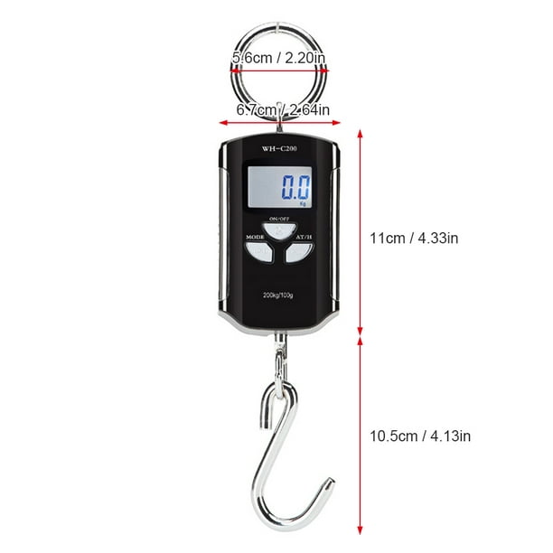 Suzicca Digital Hanging Scale 200kg/ 440lb Portable Crane Scale LCD  Backlight Steel Hook Scales for Farm Fishing Food Market Work Black or Red