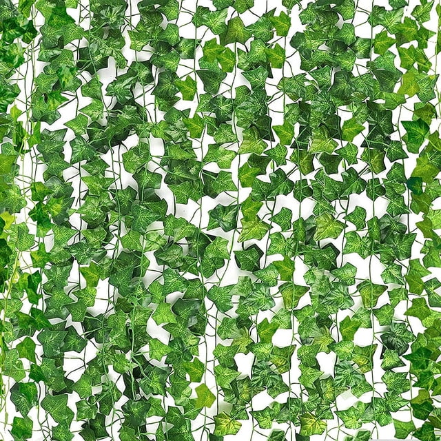 Nvzi Paquete de 36 enredaderas falsas con hojas, guirnalda de hiedra artificial, hojas de hiedra falsas para dormitorio, guirnaldas de vegetación artificial, enredaderas colgantes