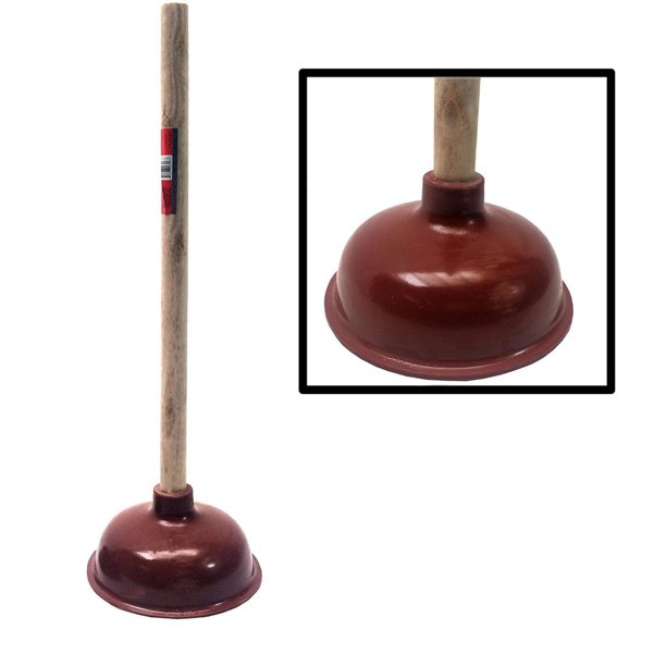 Premium Bathroom Toilet Plunger Suction Cup with Long Wooden Handle Fix Clogged Toilets Large