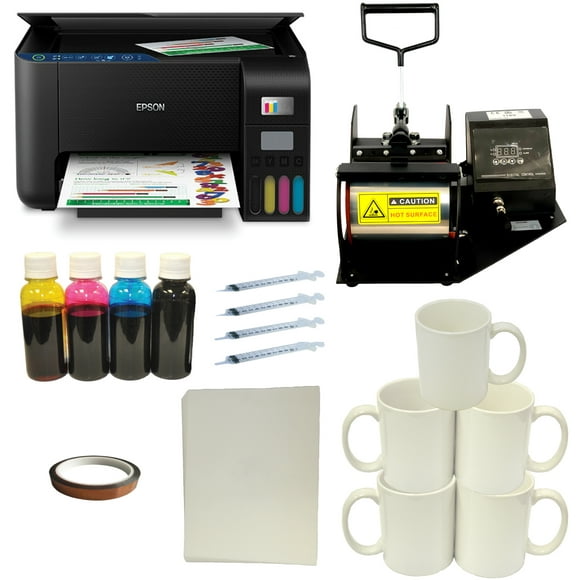 Heat Press Mugs Transfer Machine EcoTank Printer Dye Sublimation Ink Wireless Startup Kit