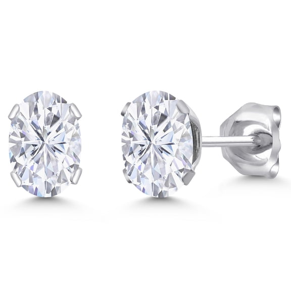 Gem Stone King 925 Sterling Silver Stud Earrings for Women Men Oval Moissanite (1.00 Cttw)