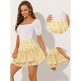 thumbnail image 2 of AllegK MinifalPaMujer Faldas Cortas Con Volantes Florales De Verano De CintuAlLindas Amarillo M, 2 of 4