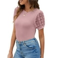 thumbnail image 3 of Womens Patchwork Short Sleeve Tops Shirt Slim Fit Casual Waffle Tee Blouse, 3 of 7