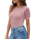 thumbnail image 1 of Txlixc Camiseta de Mujer, Cuello Redondo Manga Corta Patchwork Verano Slim Fit Tops para Casual Diario Txlixc Estilo de ocio, 1 of 7