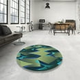 thumbnail image 4 of Ahgly Company Machine Washable Indoor Square Transitional Deep-Sea Blue Area Rugs, 6' Square, 4 of 7
