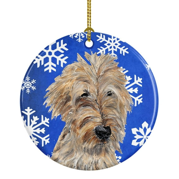 Golden Doodle Winter Snowflakes Ceramic Ornament