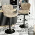 thumbnail image 3 of S-HOME Set of 2 Modern Ergonomic Faux Leather Upholstered Bar Chairs with 360° Swivel Adjustable Height for Home Bar or Kitchen Island Seating, khaki, 3 of 9