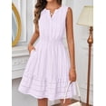 thumbnail image 4 of Merokeety Summer Dress for Women V Neck Flowy Vacation Mini Dress with Pockets Purple l, 4 of 5