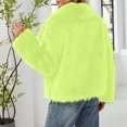 thumbnail image 4 of Stichou Womens Faux Fur Jacket Fluffy Fur Coat Cropped Long Sleeve Lapel Fuzzy Winter Outerwear Open Front Warm Jackets Fluorescent Green 2XL, 4 of 4