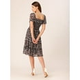thumbnail image 3 of DressBerry Women's Printed Poly Georgette Square Neck Tiered Dress Short Puffed Sleeves Knee Length Smocked Front Casual&nbsp;Summer Wear Midi Length Light Weighted Wavy Party Wear Dress, 3 of 7