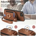 thumbnail image 4 of Dteck for iPhone 16e Case Wallet with Card Holder, RFID Blocking PU Leather Protective Case with Ring Holder Stand Wrist Strap for iPhone 16e 6.1 Inch 2025,Brown, 4 of 9
