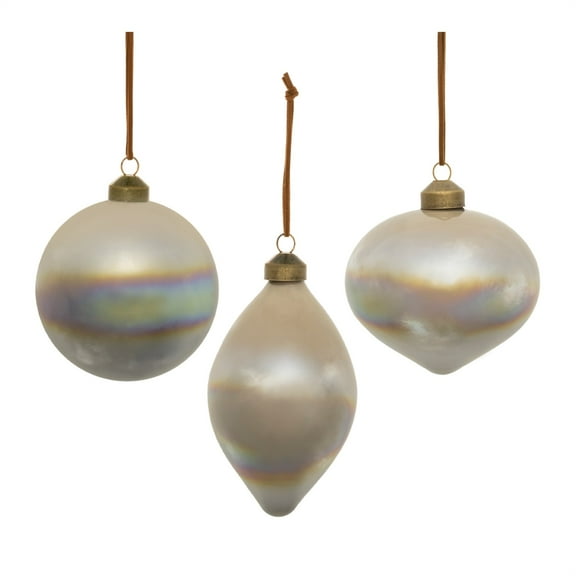 Melrose Cloudy Iridescent Glass Ornament Set of 6