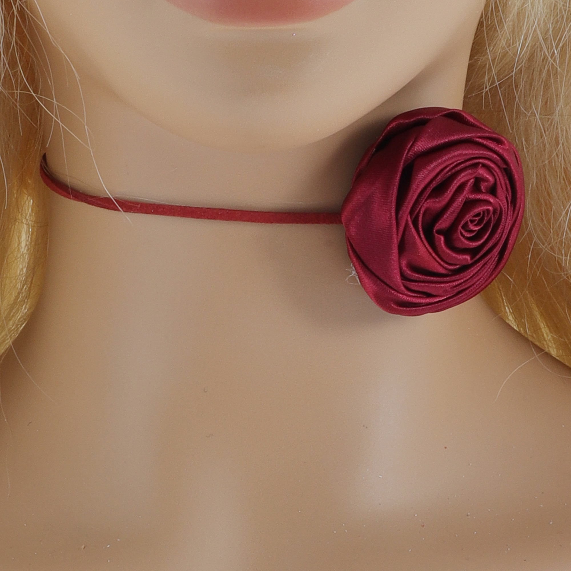 Unique Bargains Elegant Rose Adjustable Choker Necklace 1 Pc Wine Red