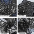 thumbnail image 7 of Women's Fringed Sequined Mesh Cropped Round Neck Shawl Casual Versatile Tassel Cape Small Outer Wear Wrap,Black, 7 of 7