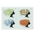 thumbnail image 1 of Colorful Cutting Board, 4 Season Woman Hair Design Warm Toned Leaves Blooming Flowers and Snowflakes, Decorative Tempered Glass Cutting and Serving Board, Large Size, Multicolor, by Ambesonne, 1 of 1