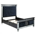 thumbnail image 4 of ACME Varian II Queen Bed in Dark Navy Velvet and Black and Silver, 4 of 7