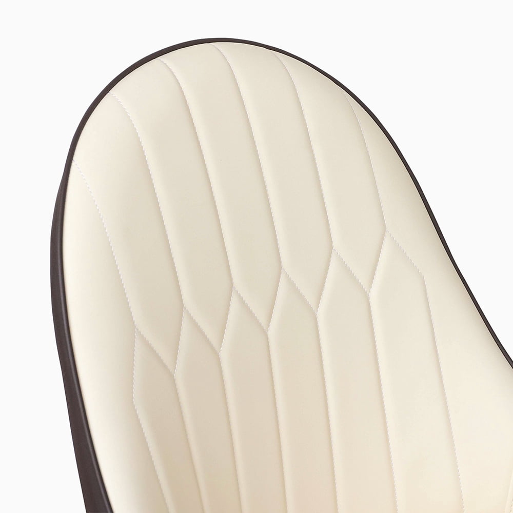 POVISON Modern Beige Dining Chair With PU Leather (Set of 6), Metal Legs