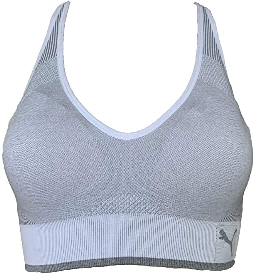 PUMA Women's Seamless Sports Bra Removable Cups Adjustable Straps Moisture Wicking (2 Pack