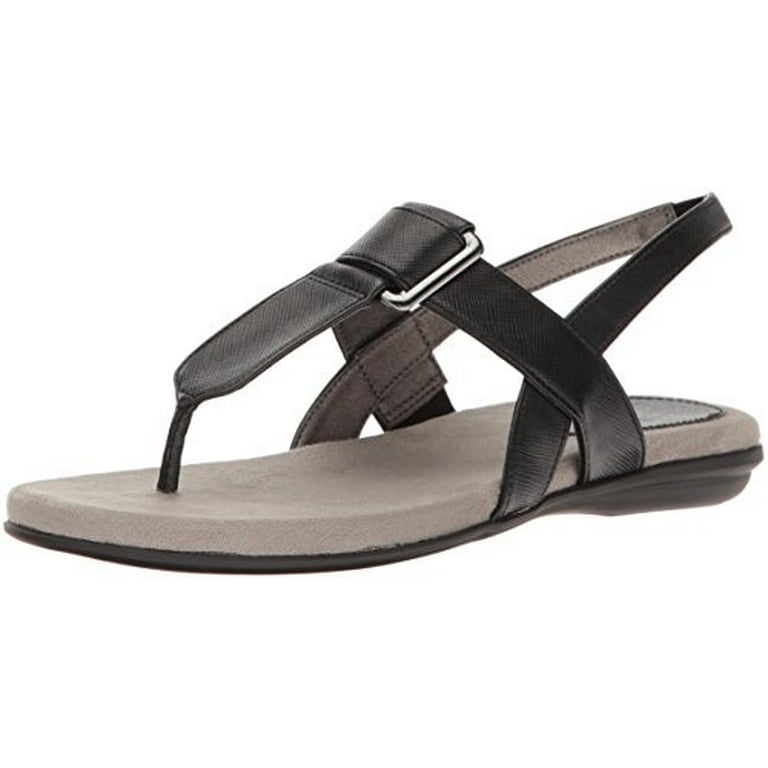 LifeStride Women s Brooke Flat Sandal Black 7.5 W US Walmart