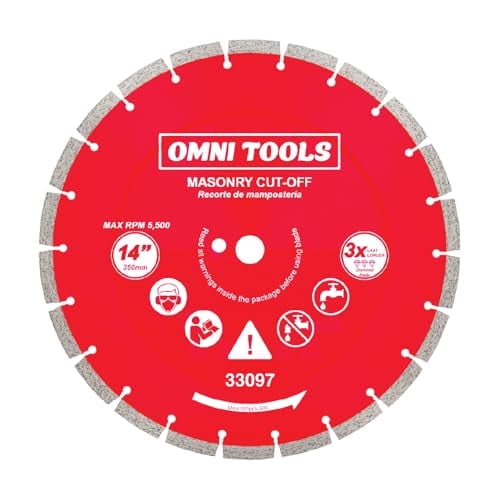 OMNI TOOLS 14” Diamond Saw Blade – Masonry Cut-Off Disc for Concrete, Brick, Stone