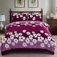 thumbnail image 1 of Jin Mai Lan Purple Flower Polyester Washable Reversible Fluffy Bed Blankets, California King, Purple, 3-Pieces, 1 of 5