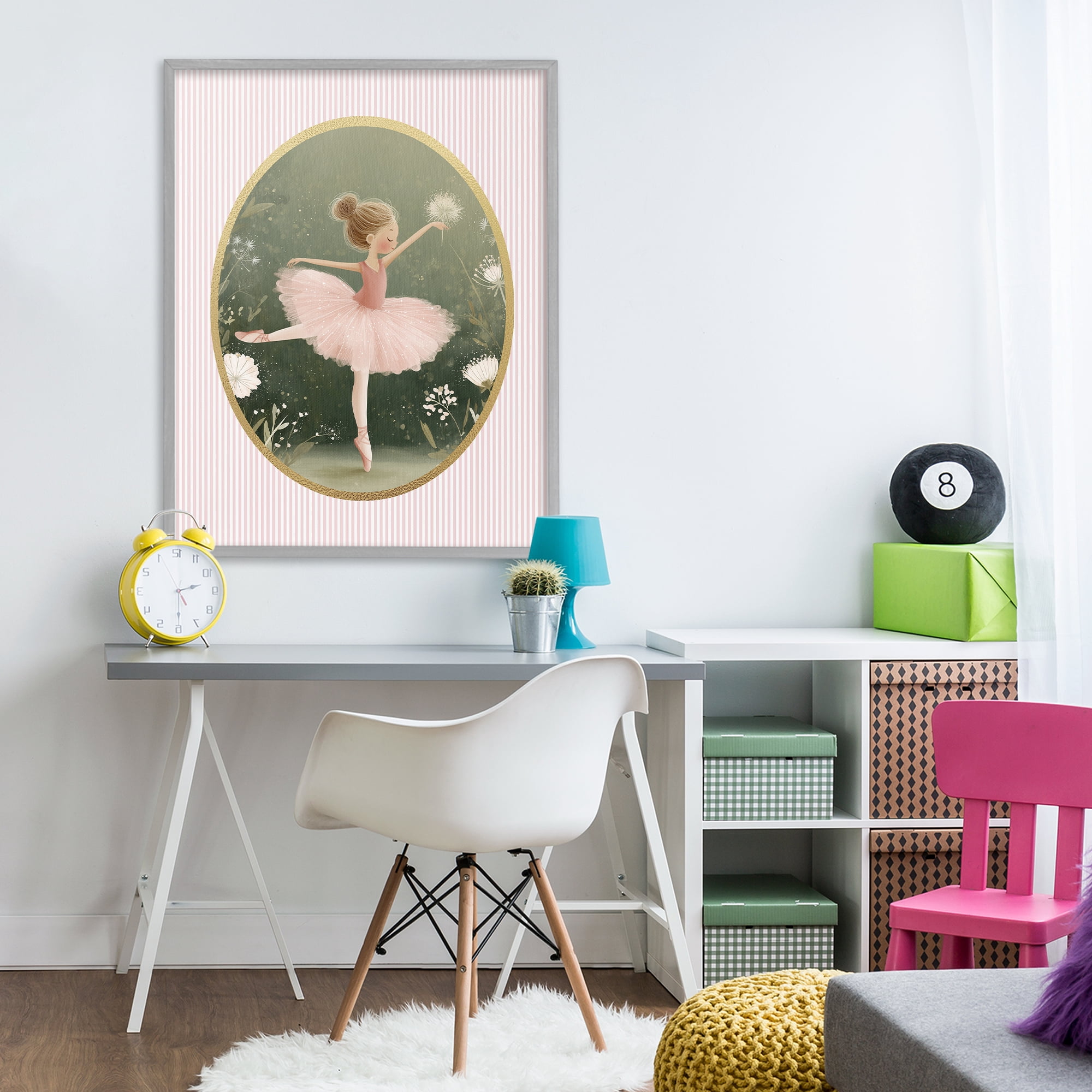 Stupell Industries Green & Pink Ballerina Gray Framed Giclee Art, design by Christine Simpson Art