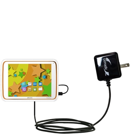 Gomadic Intelligent Compact AC Home Wall Charger suitable for the Archos 80 Childpad - High output power with a convenient, foldable plug design - Use