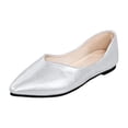 thumbnail image 6 of Rokment Womens Metallic Glitter Dress Shoes Ballet Flat Fashionable Casual Comfortable Leather Pointed Toe Slip on Loafers Bridal Wedding Formal Dressy Low Heels for Ladies Silver Size 7, 6 of 7