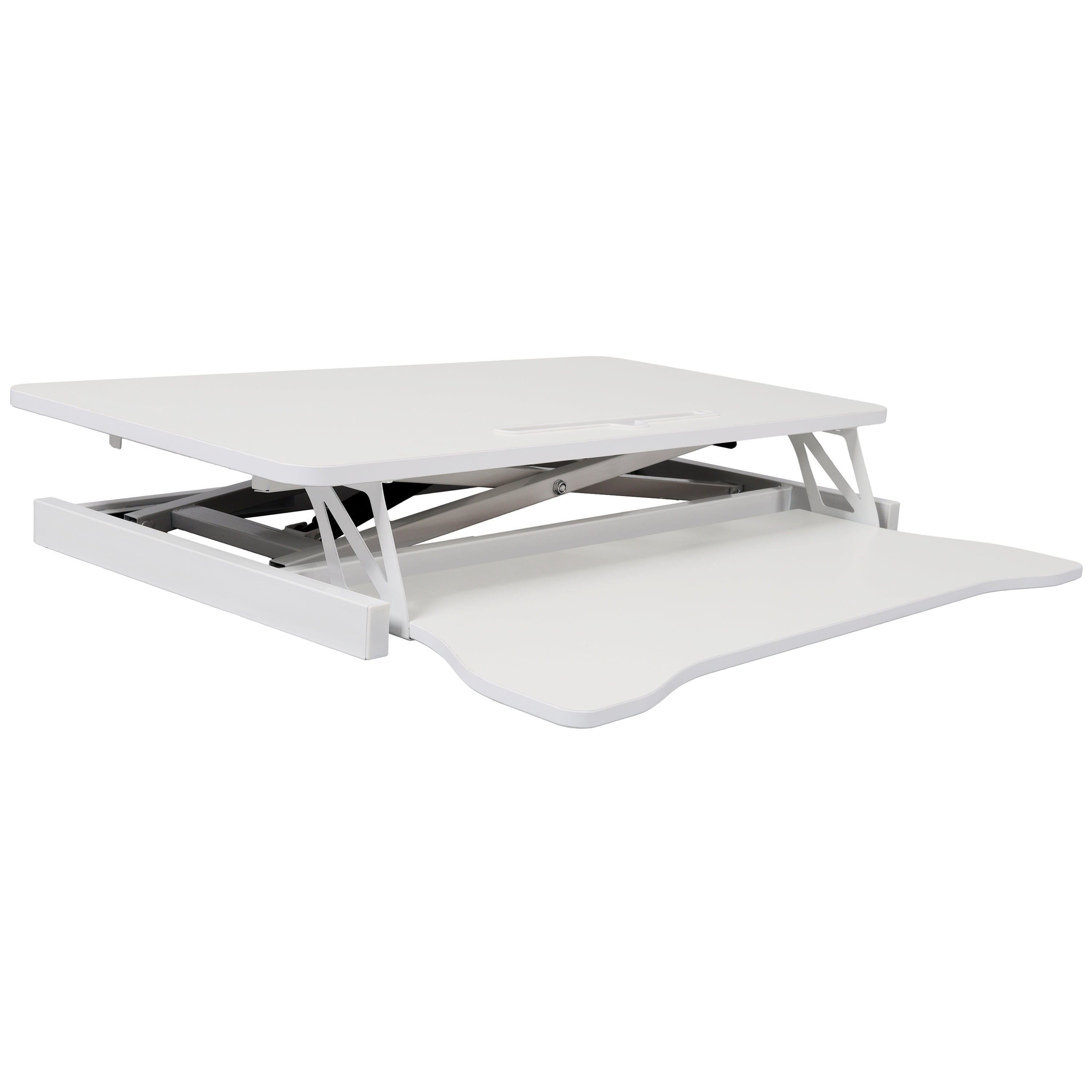 31.5" Standing Desk Converter,Height Adjustable Sit Stand Up Desk Riser with Keyboard Tray,Desktop Workstation for Home Office Computer Laptop,White