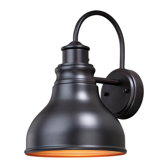 Delano 1 Light Dusk to Dawn Bronze Gold Farmhouse Barn Dome Outdoor Wall Lantern