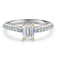 thumbnail image 3 of Gem Stone King 10K Two Tone Gold Lab Grown Diamond Engagement Ring for Women | 0.83 Cttw | Emerald Cut 6X4MM | Gemstone April Birthstone | DEF Color | VVS-VS Clarity (Size 7), 3 of 6
